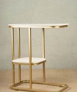 The-Golden-Triangle-India Furniture Teagen Side Table - Gold