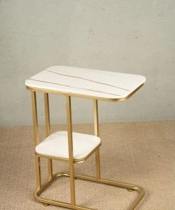 The-Golden-Triangle-India Furniture Teagen Side Table - Gold