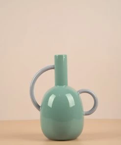 The Golden Triangle India Vase With Handles - Gray