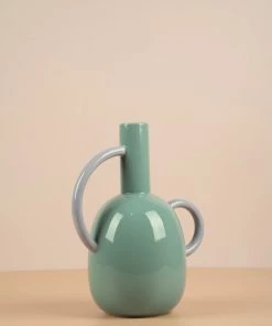 The Golden Triangle India Vase With Handles - Gray