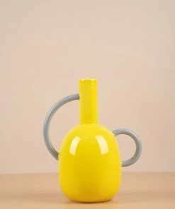 The Golden Triangle India Vase With Handles - Yellow Vases