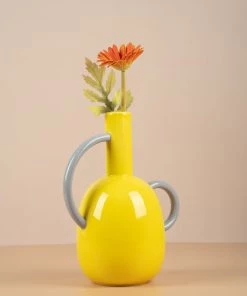 The Golden Triangle India Vase With Handles - Yellow Vases