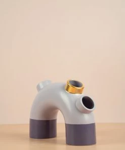 The Golden Triangle India Ceramic Vases Short Pipe Vase - Lavender