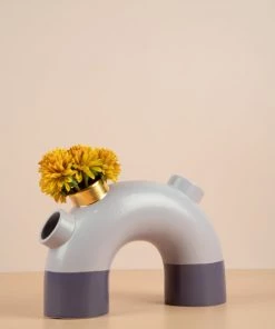 The Golden Triangle India Ceramic Vases Short Pipe Vase - Lavender