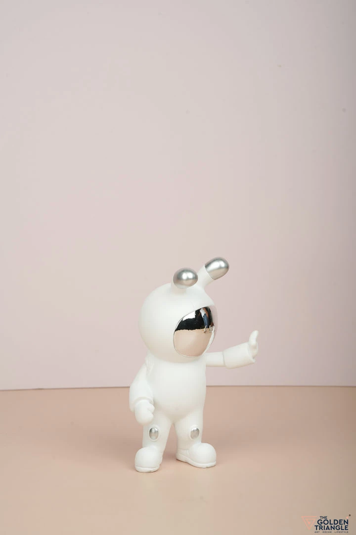 The Golden Triangle India Spaceman - Left Hand Up Bunny Figurine - Silver 5 The Golden Triangle India Spaceman - Left Hand Up Bunny Figurine - Silver