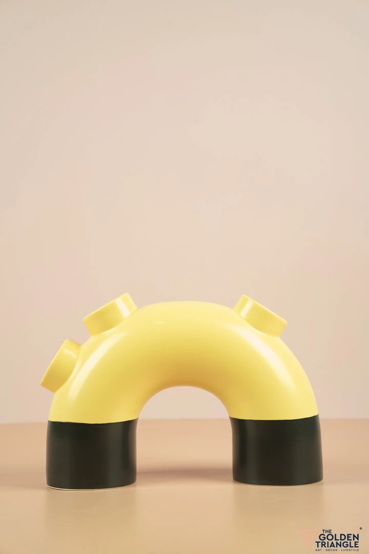 The Golden Triangle India Vases Short Pipe Vase - Yellow 5 The Golden Triangle India Vases Short Pipe Vase - Yellow