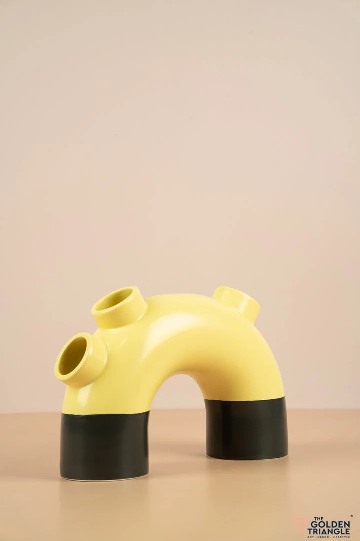 The Golden Triangle India Vases Short Pipe Vase - Yellow 3 The Golden Triangle India Vases Short Pipe Vase - Yellow