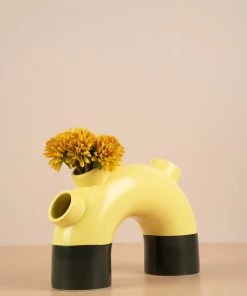 The Golden Triangle India Vases Short Pipe Vase - Yellow 9 The Golden Triangle India Vases Short Pipe Vase - Yellow