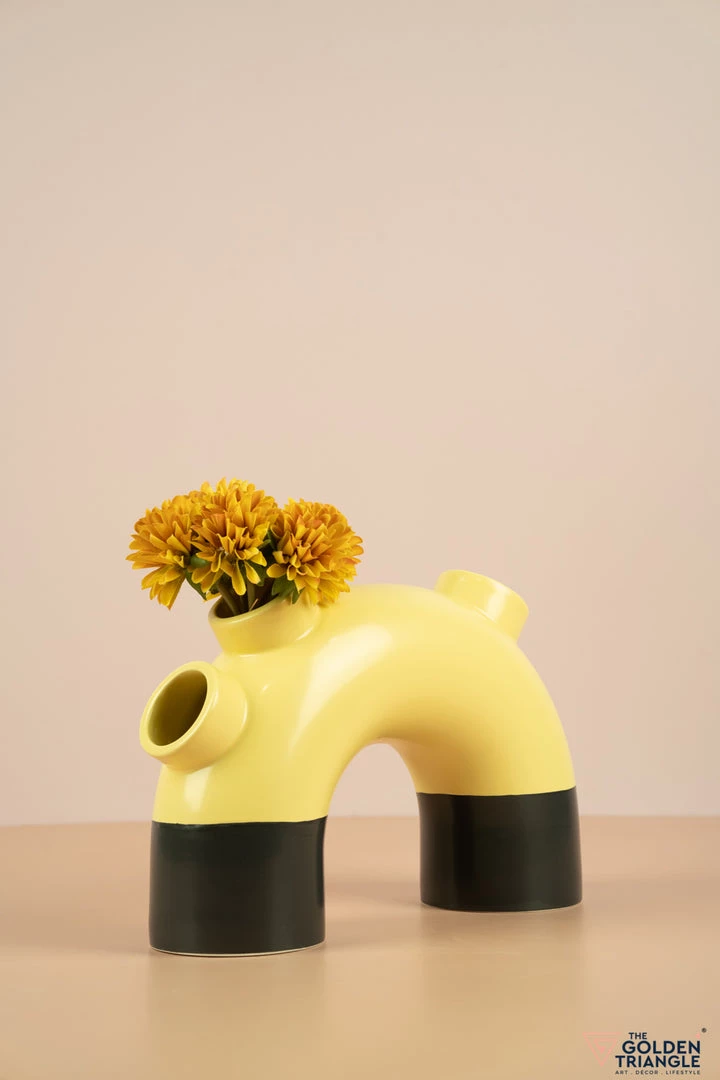 The Golden Triangle India Vases Short Pipe Vase - Yellow 6 The Golden Triangle India Vases Short Pipe Vase - Yellow