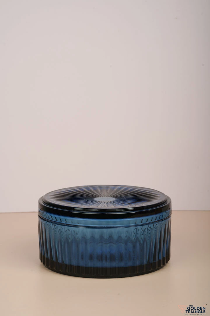 The-Golden-Triangle-India Vases Zien | Blue Glass Nut Bowl With A Lid - Large 6 The-Golden-Triangle-India Vases Zien | Blue Glass Nut Bowl With A Lid - Large