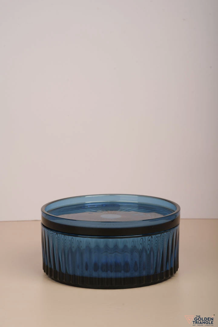 The-Golden-Triangle-India Vases Zien | Blue Glass Nut Bowl With A Lid - Large 5 The-Golden-Triangle-India Vases Zien | Blue Glass Nut Bowl With A Lid - Large