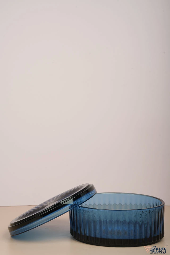 The-Golden-Triangle-India Vases Zien | Blue Glass Nut Bowl With A Lid - Large 4 The-Golden-Triangle-India Vases Zien | Blue Glass Nut Bowl With A Lid - Large