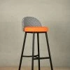 The Golden Triangle India Kelly Houndstooth Bar Stool - Orange 2 The Golden Triangle India Kelly Houndstooth Bar Stool - Orange