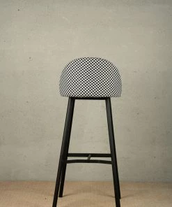 The Golden Triangle India Kelly Houndstooth Bar Stool - Orange