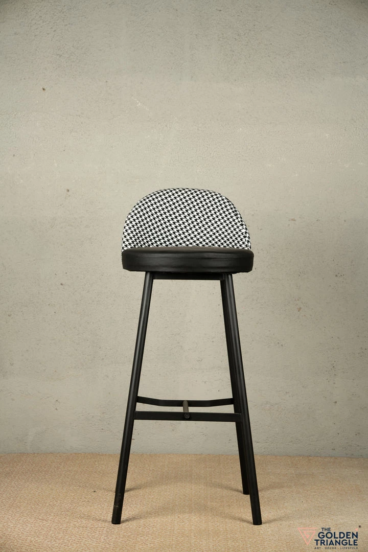 The Golden Triangle India Furniture Kelly Houndstooth Bar Stool - Black 8 The Golden Triangle India Furniture Kelly Houndstooth Bar Stool - Black