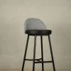 The Golden Triangle India Furniture Kelly Houndstooth Bar Stool - Black