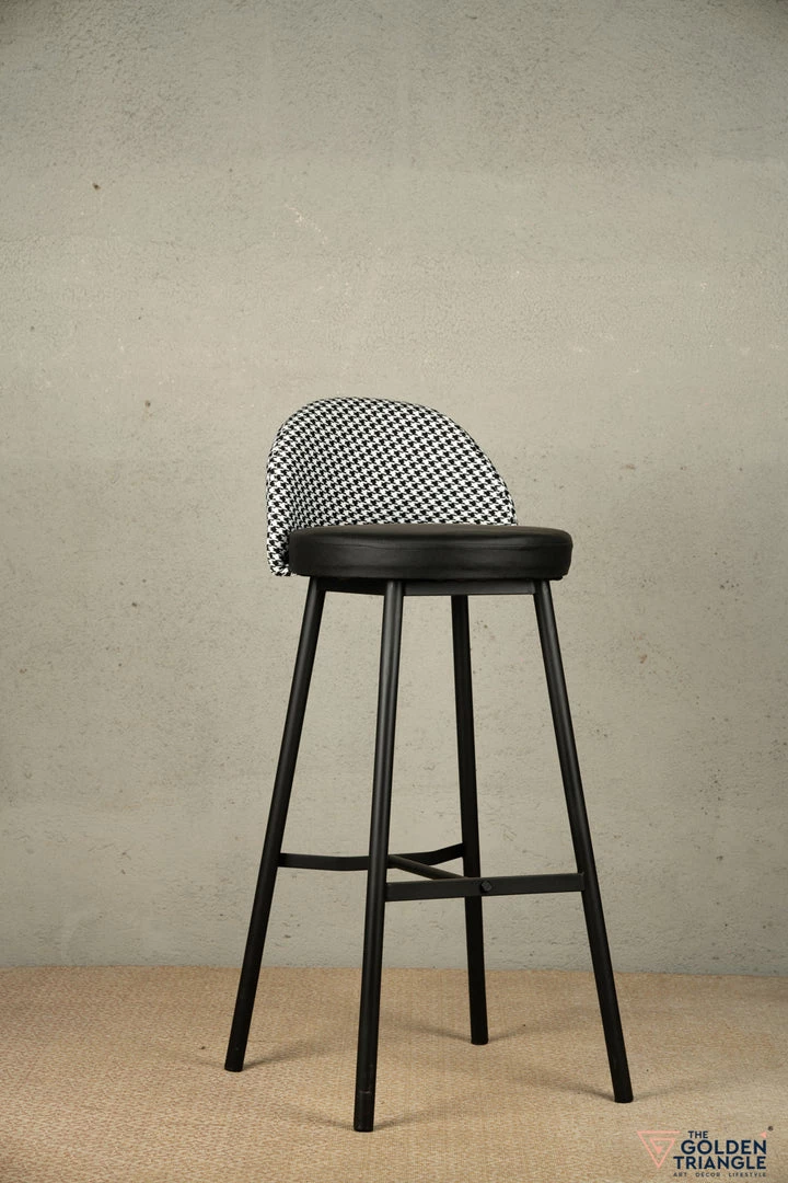 The Golden Triangle India Furniture Kelly Houndstooth Bar Stool - Black 3 The Golden Triangle India Furniture Kelly Houndstooth Bar Stool - Black