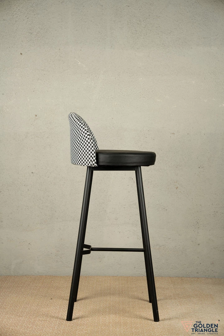 The Golden Triangle India Furniture Kelly Houndstooth Bar Stool - Black 4 The Golden Triangle India Furniture Kelly Houndstooth Bar Stool - Black