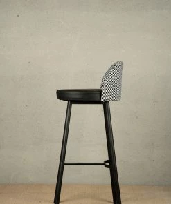 The Golden Triangle India Furniture Kelly Houndstooth Bar Stool - Black 11 The Golden Triangle India Furniture Kelly Houndstooth Bar Stool - Black