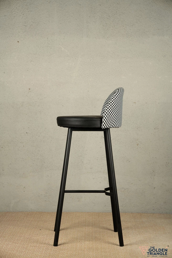 The Golden Triangle India Furniture Kelly Houndstooth Bar Stool - Black 6 The Golden Triangle India Furniture Kelly Houndstooth Bar Stool - Black