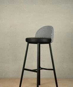 The Golden Triangle India Furniture Kelly Houndstooth Bar Stool - Black 12 The Golden Triangle India Furniture Kelly Houndstooth Bar Stool - Black