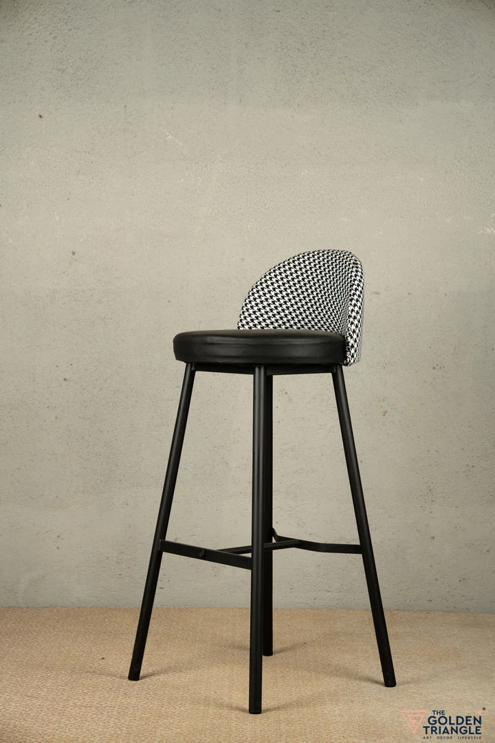 The Golden Triangle India Furniture Kelly Houndstooth Bar Stool - Black 7 The Golden Triangle India Furniture Kelly Houndstooth Bar Stool - Black