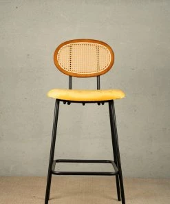 The Golden Triangle India Nirvana Rattan Bar Stool - Yellow