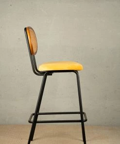 The Golden Triangle India Nirvana Rattan Bar Stool - Yellow