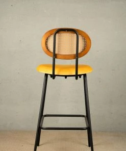 The Golden Triangle India Nirvana Rattan Bar Stool - Yellow