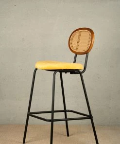 The Golden Triangle India Nirvana Rattan Bar Stool - Yellow
