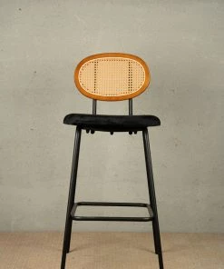The Golden Triangle India Furniture Nirvana Rattan Bar Stool - Black