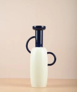 The Golden Triangle India Vase With Handles - Purple And White