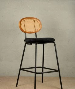 The Golden Triangle India Furniture Nirvana Rattan Bar Stool - Black