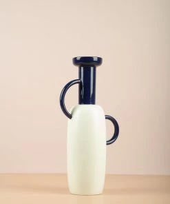 The Golden Triangle India Vase With Handles - Purple And White