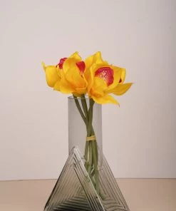 The Golden Triangle India Vases Cassia Fluted Glass Vase - Triangular