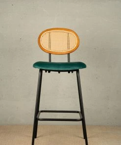 The Golden Triangle India Nirvana Rattan Bar Stool - Green