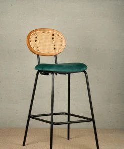 The Golden Triangle India Nirvana Rattan Bar Stool - Green