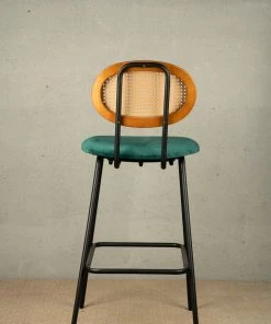 The Golden Triangle India Nirvana Rattan Bar Stool - Green