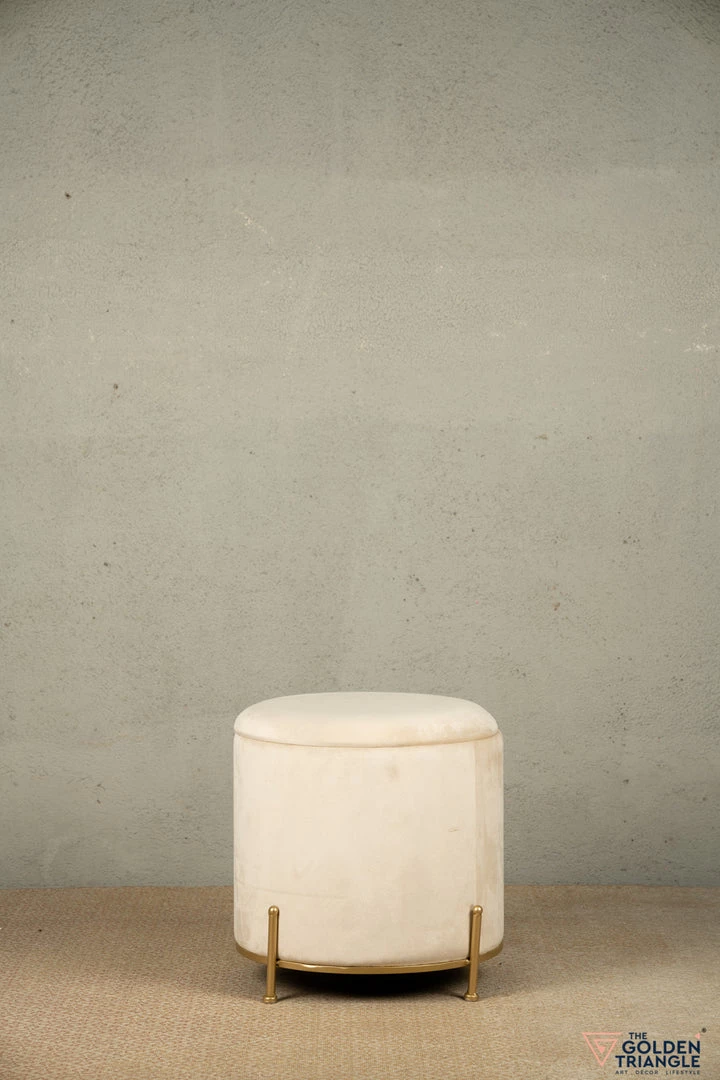 The Golden Triangle India Sevim Plush Storage Pouffe - Beige 5 The Golden Triangle India Sevim Plush Storage Pouffe - Beige