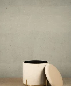 The Golden Triangle India Sevim Plush Storage Pouffe - Beige