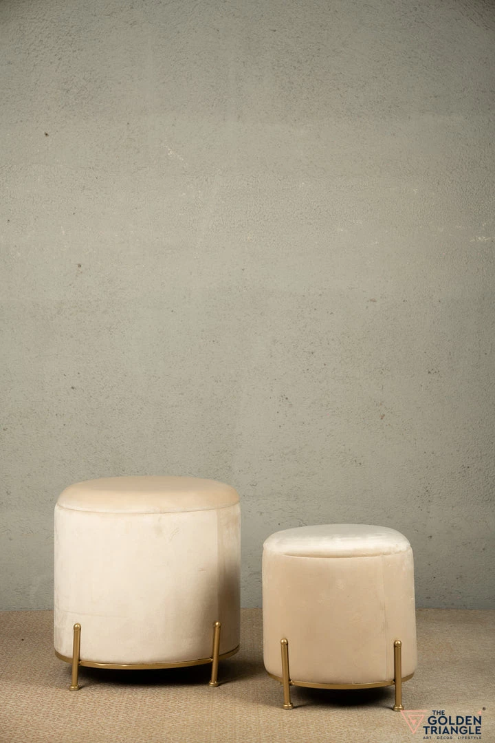 The Golden Triangle India Sevim Plush Storage Pouffe - Beige 3 The Golden Triangle India Sevim Plush Storage Pouffe - Beige