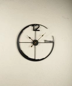 The Golden Triangle India Dexter Metal Wall Clock - Black Wall Clocks