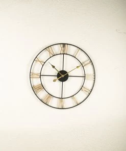 The Golden Triangle India Bixby Metal Wall Clock - Black And Gold