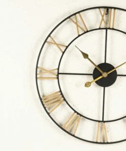 The Golden Triangle India Bixby Metal Wall Clock - Black And Gold