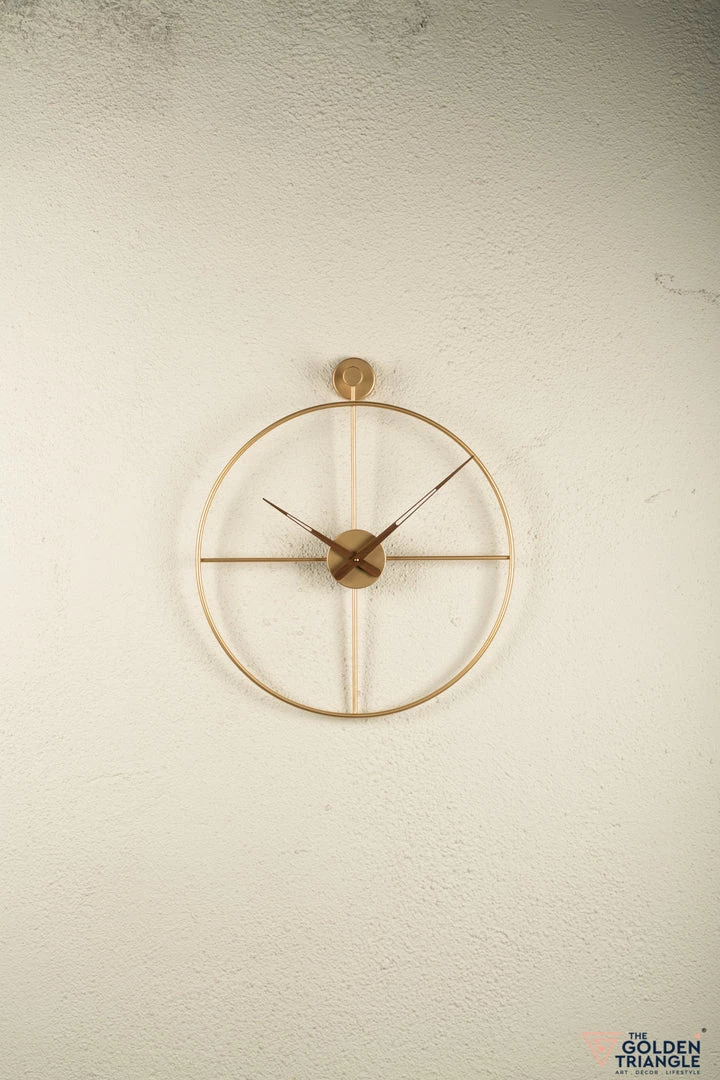 The Golden Triangle India Wall Clocks Nova Metal Wall Clock With Wooden Hands - Gold 6 The Golden Triangle India Wall Clocks Nova Metal Wall Clock With Wooden Hands - Gold