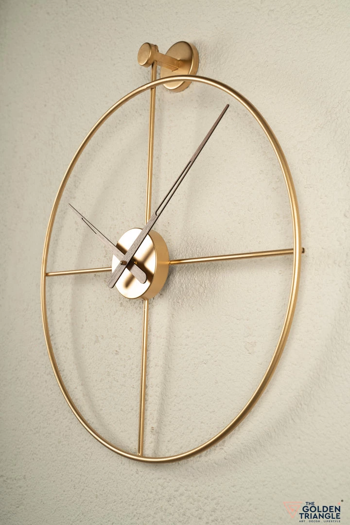 The Golden Triangle India Wall Clocks Nova Metal Wall Clock With Wooden Hands - Gold 4 The Golden Triangle India Wall Clocks Nova Metal Wall Clock With Wooden Hands - Gold