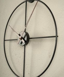 The Golden Triangle India Wall Clocks Nova Metal Wall Clock With Wooden Hands - Black