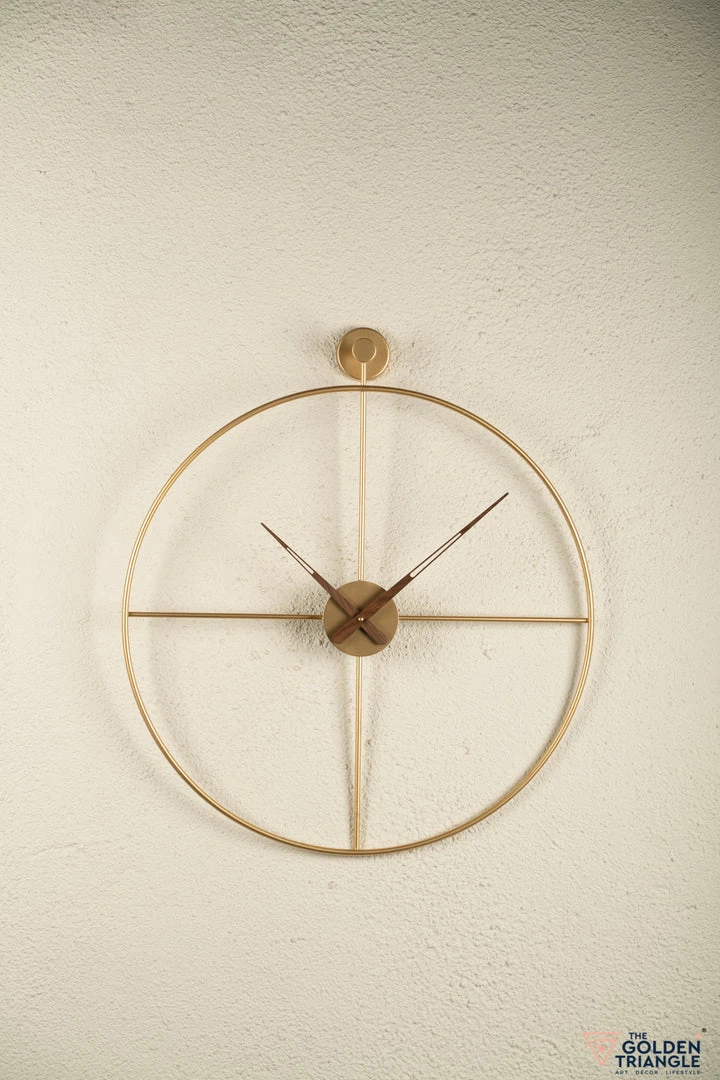The Golden Triangle India Wall Clocks Nova Metal Wall Clock With Wooden Hands - Gold 3 The Golden Triangle India Wall Clocks Nova Metal Wall Clock With Wooden Hands - Gold