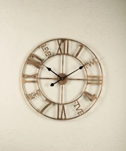 The Golden Triangle India Wall Clocks Alpha Metal Wall Clock - Bronze