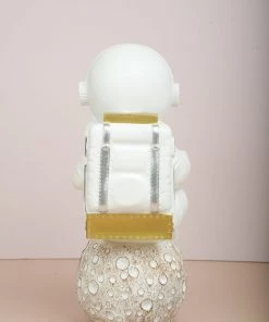 The Golden Triangle India Astronaut | Figurine Sitting On The Moon - Silver